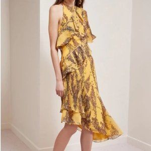Floral / Wildflower One Shoulder Yellow and Pink Asymmetrical Dress -  XS